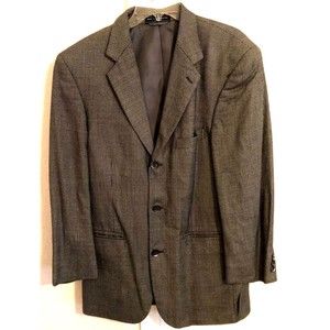 Vintage Marco Carelli Mens Suit Jacket Gray Black Tweed Silk Wool Blend 40R